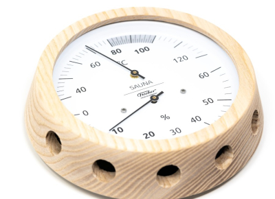 Термометр-гигрометр для сауны Fischer в деревянном корпусе, минеральное стекло